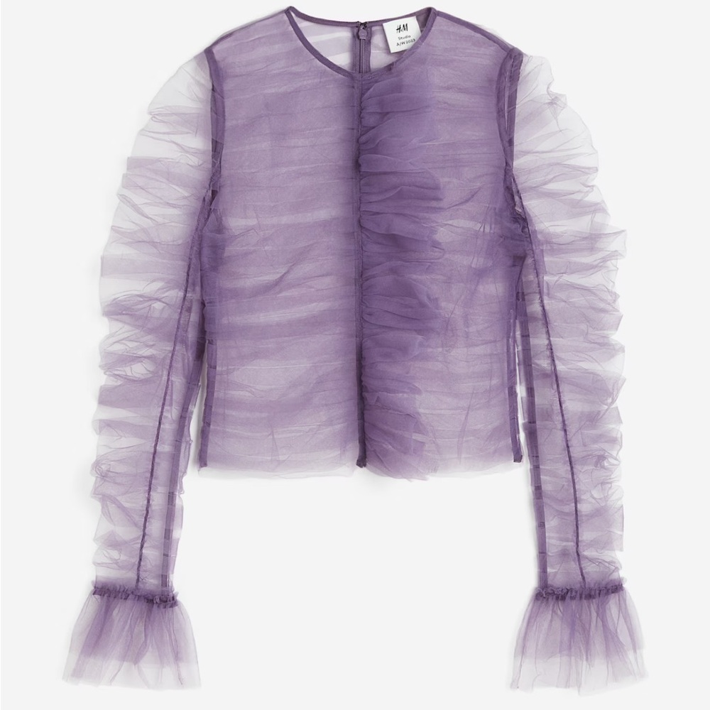 H&M Purple Sheer Ruffle Blouse